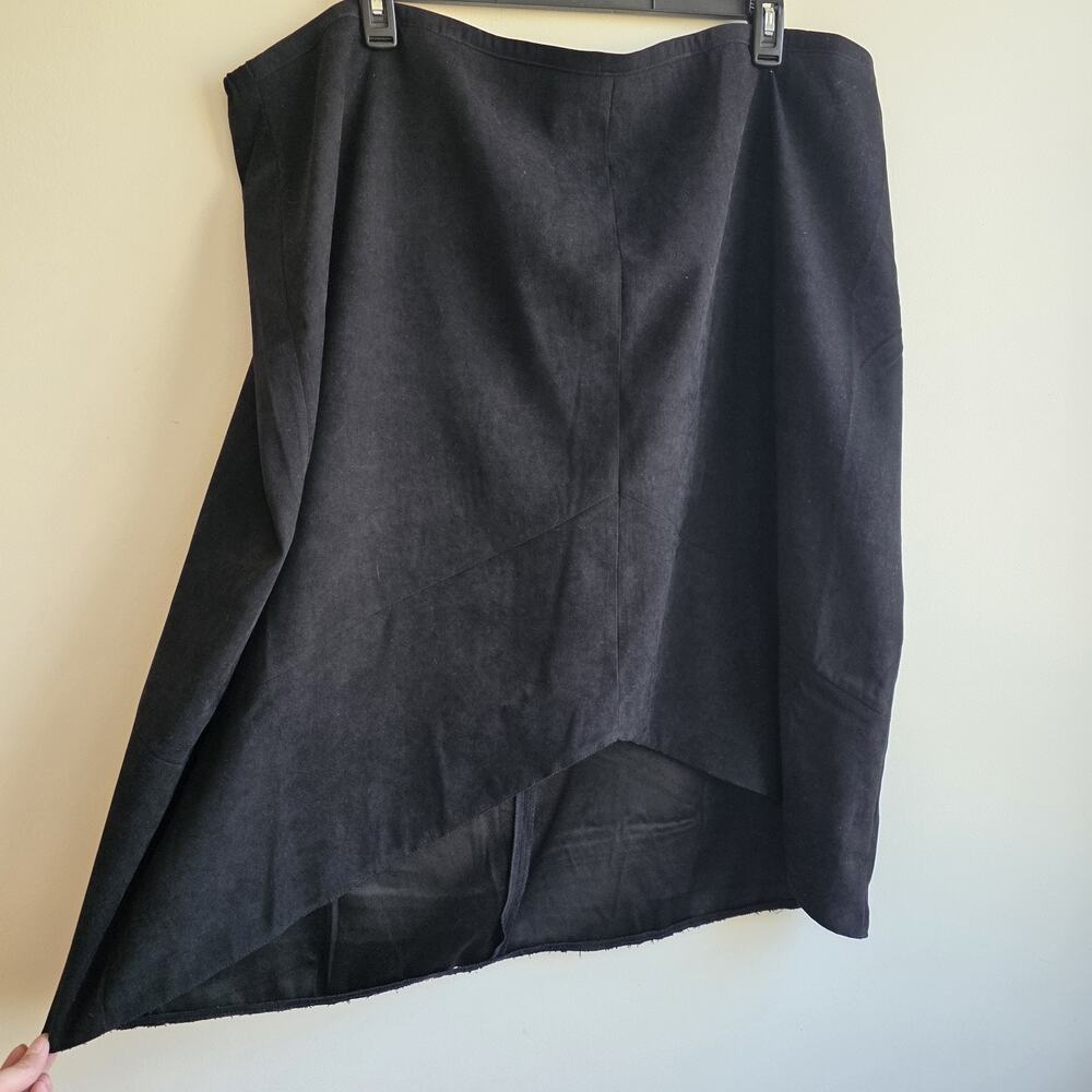 Denim‎ & Co Skirt Black Asymmetric Faux Suede Western Ranch 3XL Equestrian Boho